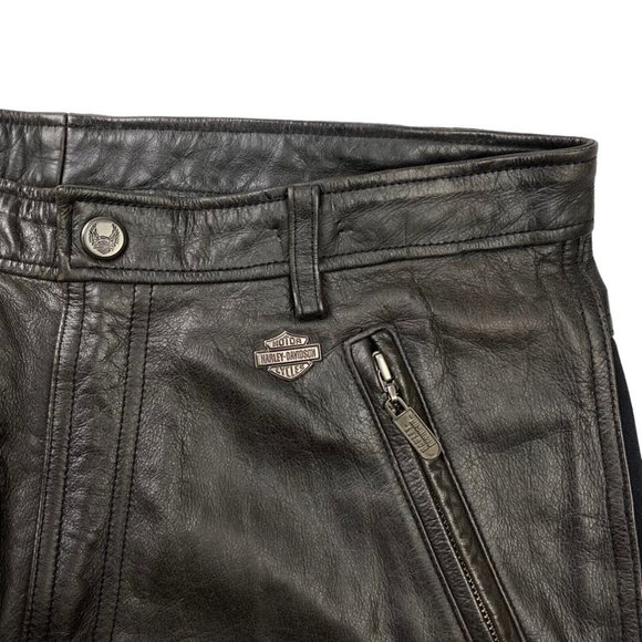 Harley Davidson Womens Genuine Leather Pants Trousers Riding Motorcycle 42/14 - Picture 5 of 10